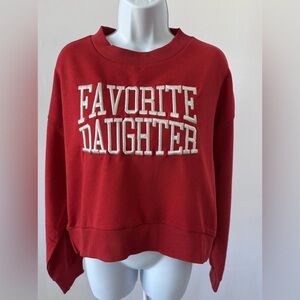 NWT!  Favorite Daughter Red White CROPPED Sweatshirt Women's Sz S